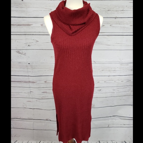 Francesca's Collections Dresses & Skirts - Francesca's Alya Wine Cowlneck Sleeveless Dress